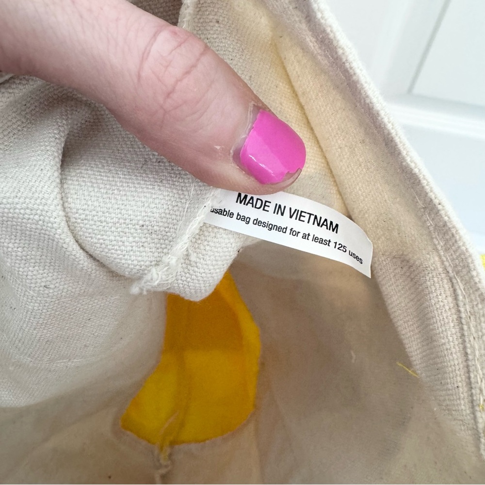 Trader Joe's Yellow and Cream Mini Tote Bag - Picture 6 of 6